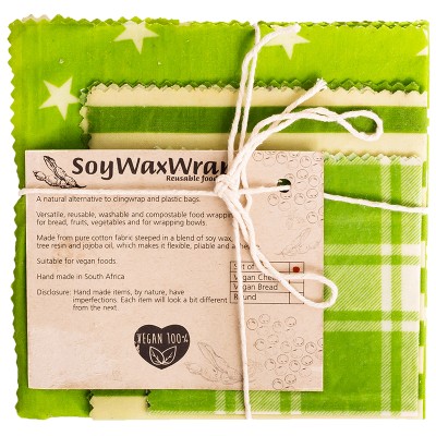 6 Degrees East Soy Wax Wraps Set of 3 - Green