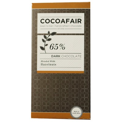 CocoaFair 65% Dark Chocolate with Hazelnuts, 100g