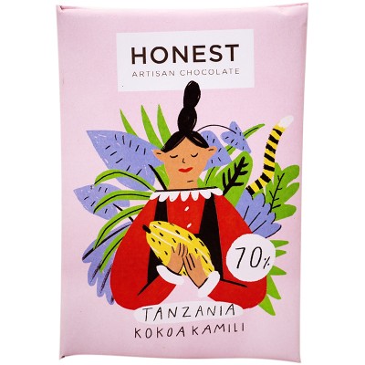 Honest Chocolate cacao slab 70% - cane sugar (illustrated)