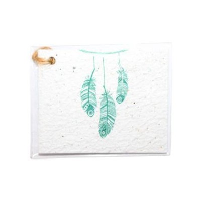 Growing Paper Gift Tag - Blue Feathers