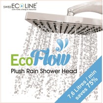 Eco Flow Plush Rain Shower Head - 7.6 Litre